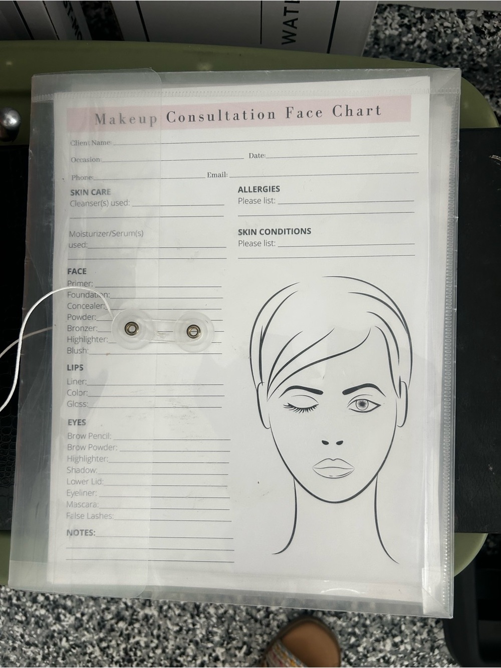 Makeup Consultation Face Chart - White 40 count